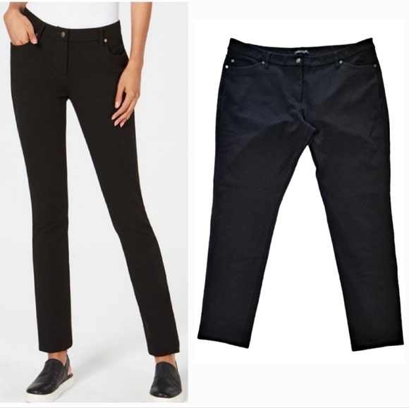 Eileen Fisher Pants - Eileen Fisher Viscose Black stretch ponte knit 5 pocket pants slim size 18